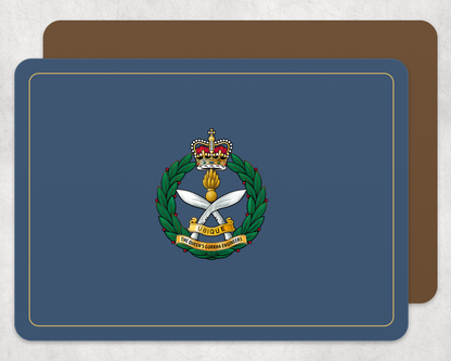 Queens Gurkha Engineers Crest - Placemat â€” Light_Navy_Gold_Hardback_Placemat-2 copy