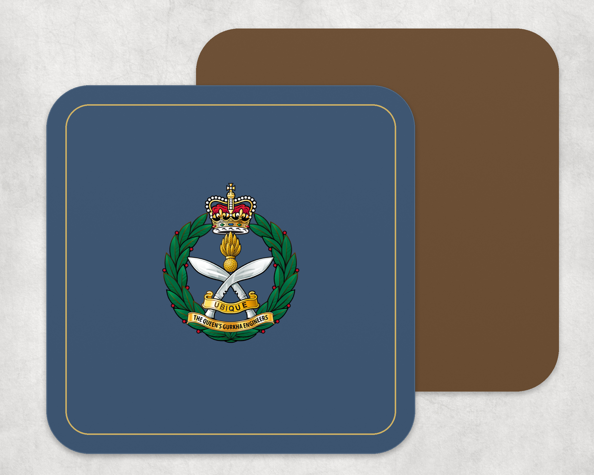 Queens Gurkha Engineers Crest - Placemat â€” Navy_Gold_Hardback_Coaster