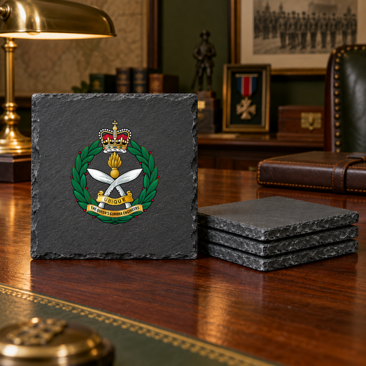Queens Gurkha Engineers Crest - Slate Coaster Set | The Crafty Black Dog