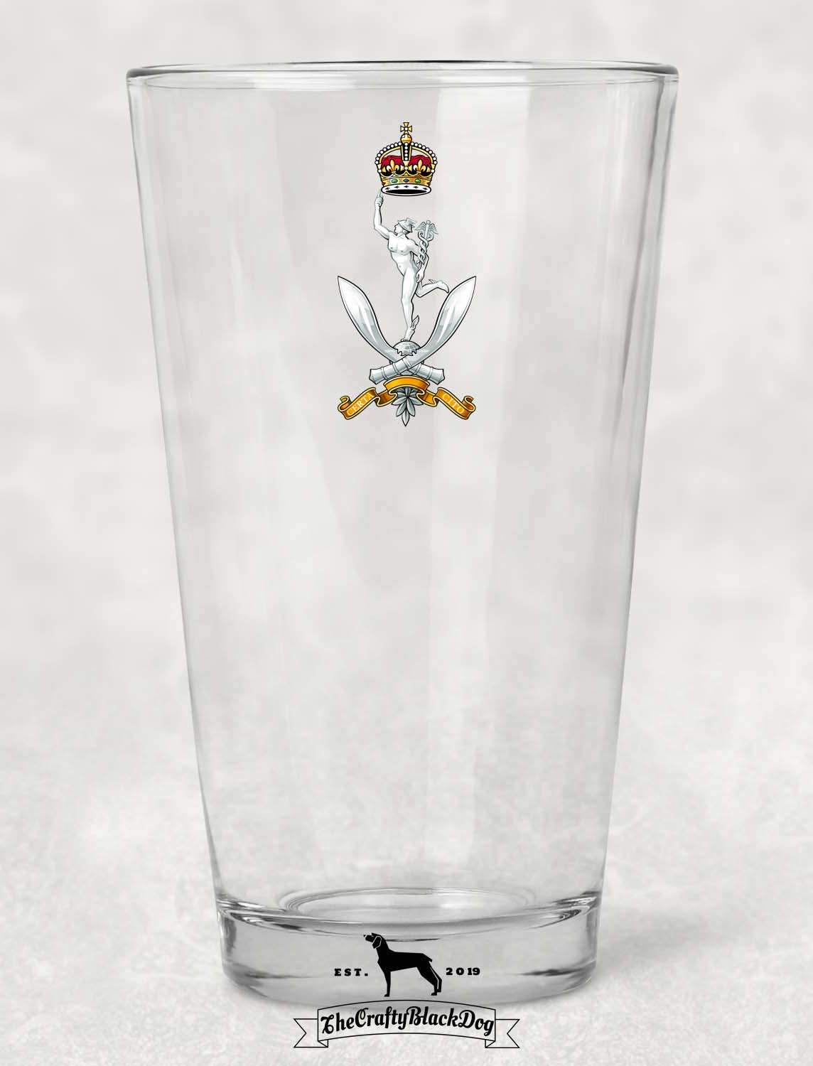 Queen's Gurkha Signals - Pint Glass (New King's Crown)