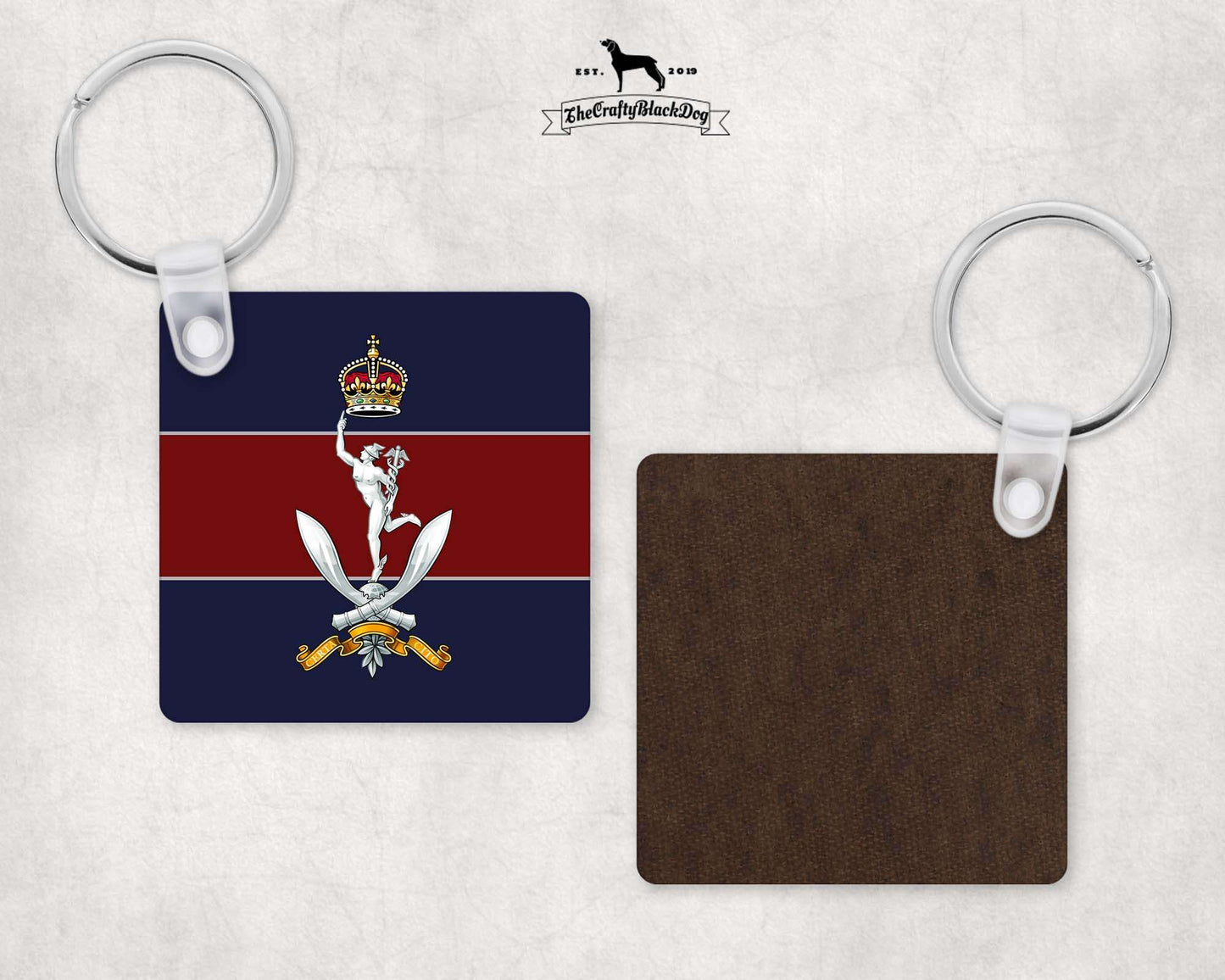Queen's Gurkha Signals - Square Key Ring (King's New Crown)