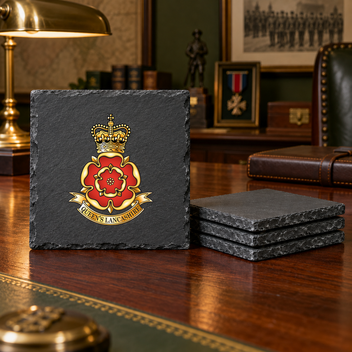 Queens Lancashire Regiment - Slate Coaster Set | The Crafty Black Dog