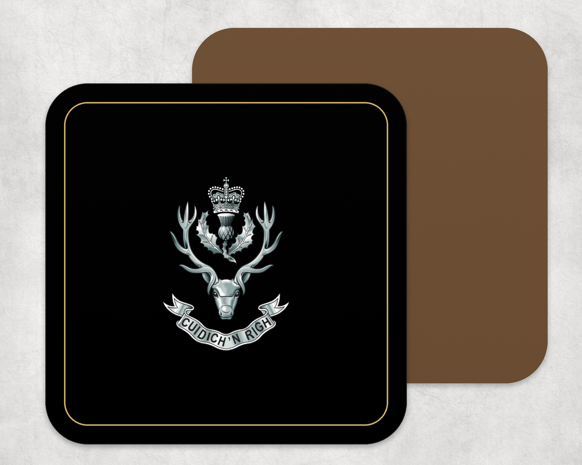 Queens Own Highlanders - Placemat | The Crafty Black Dog — Black_Gold_Hardback_Coaster copy