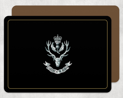 Queens Own Highlanders - Placemat | The Crafty Black Dog — Black_Gold_Hardback_Placemat