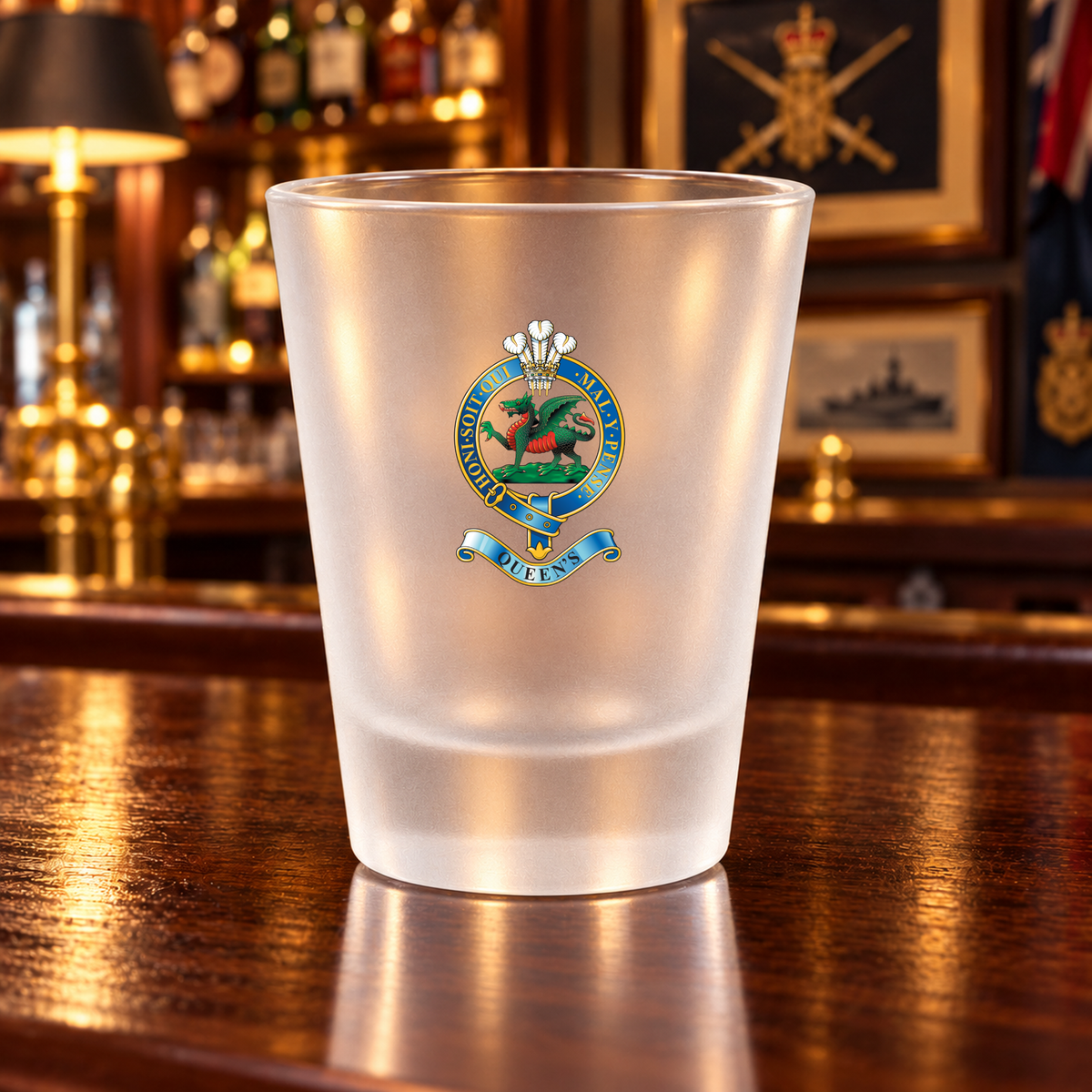 Queens Regiment - Shot Glasses | The Crafty Black Dog — Clear_Shot_Glass_Military_Bar_Smart_Object copy