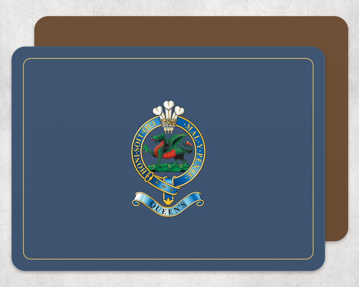 Queens Regiment - Placemat â€” Light_Navy_Gold_Hardback_Placemat-2 copy