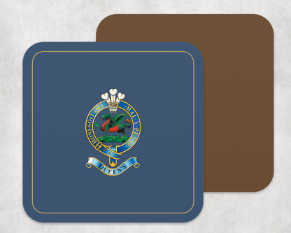 Queens Regiment - Placemat â€” Navy_Gold_Hardback_Coaster