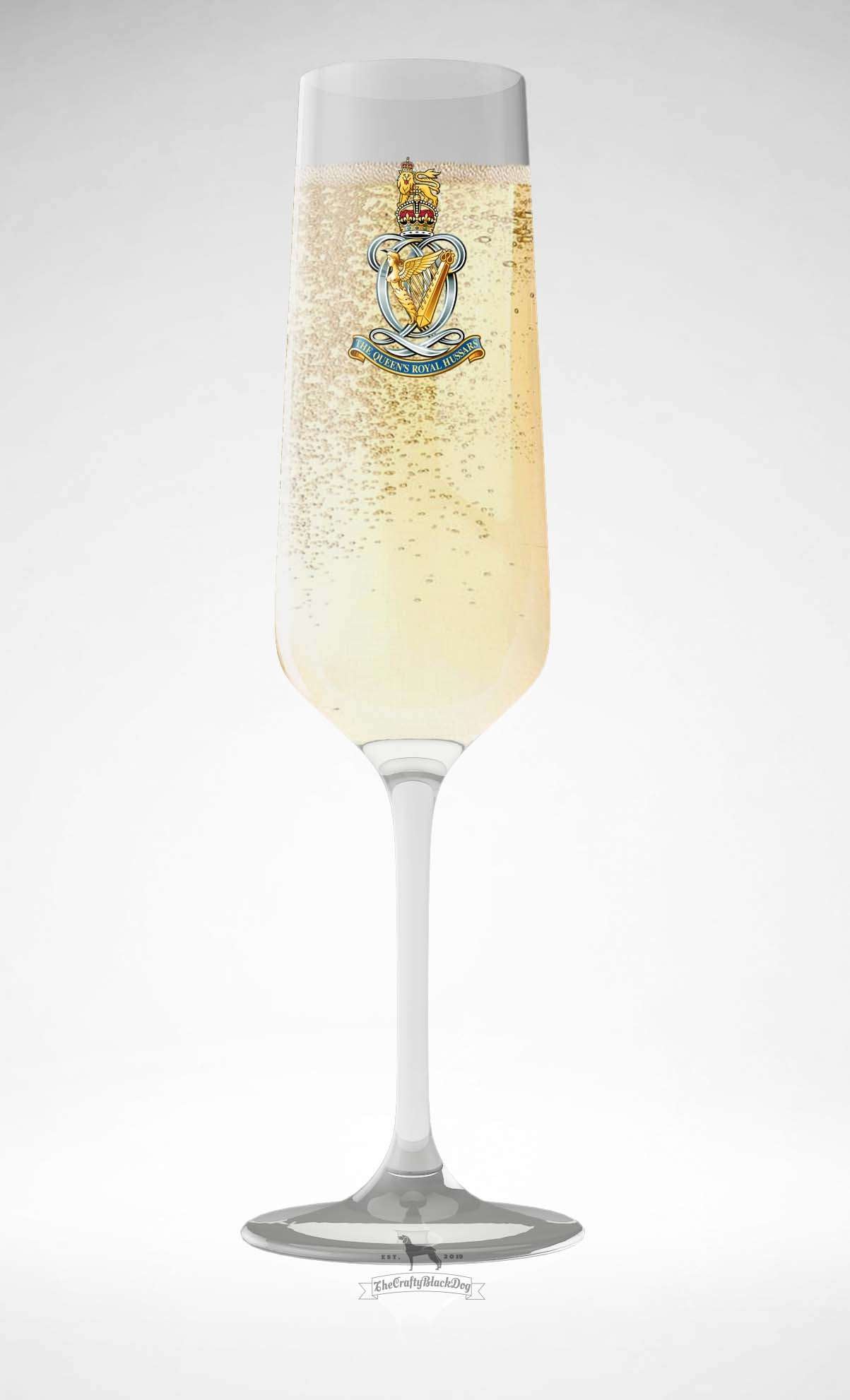 Queen's Royal Hussars - Champagne/Prosecco Flutes (New King's Crown)