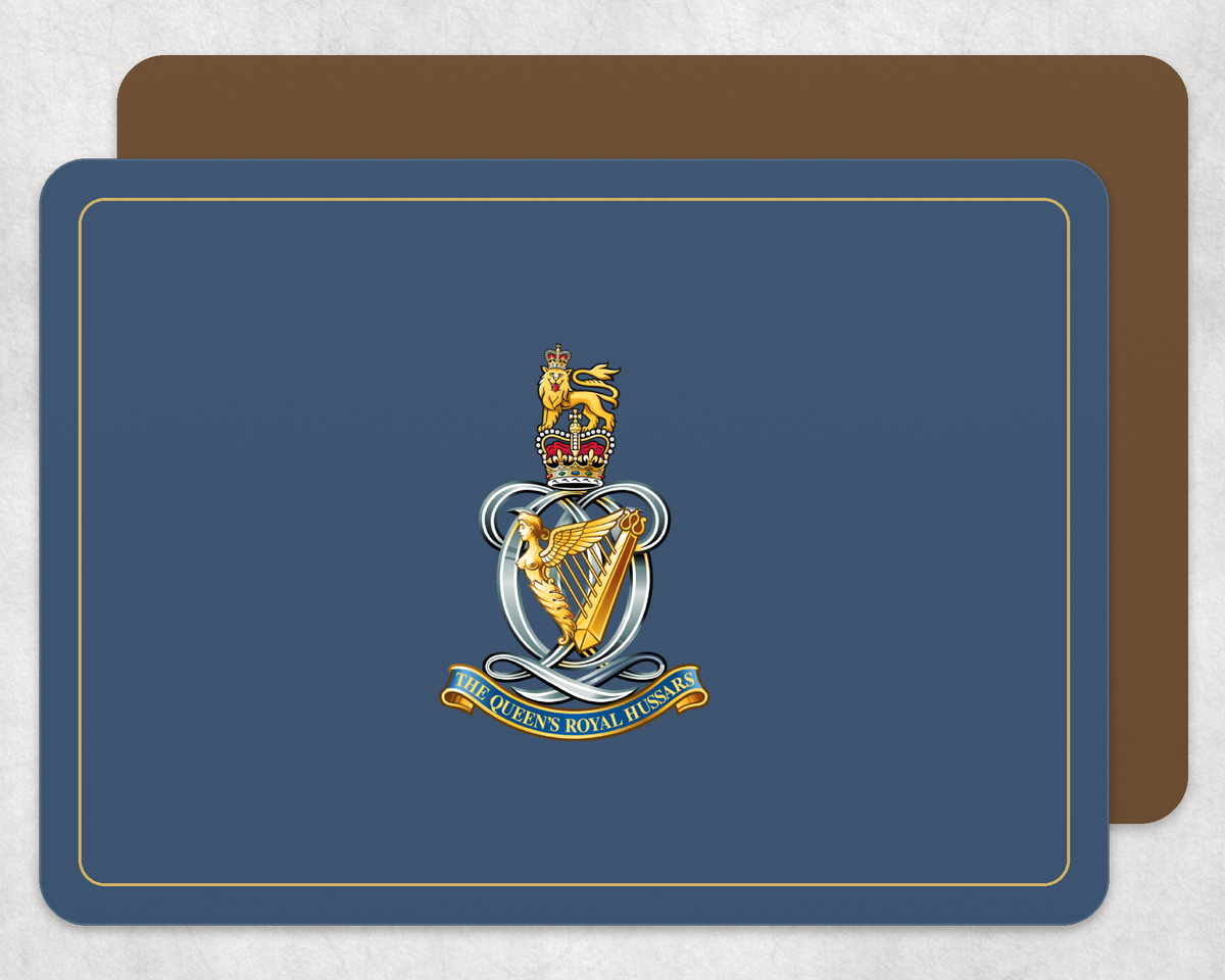 Queens Royal Hussars - Placemat â€” Light_Navy_Gold_Hardback_Placemat-2 copy