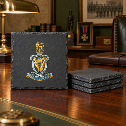 Queens Royal Hussars - Slate Placemat & Coaster Set | The Crafty Black Dog — Slate_Coaster_Set_4_Military_Desk_Smart_Object copy