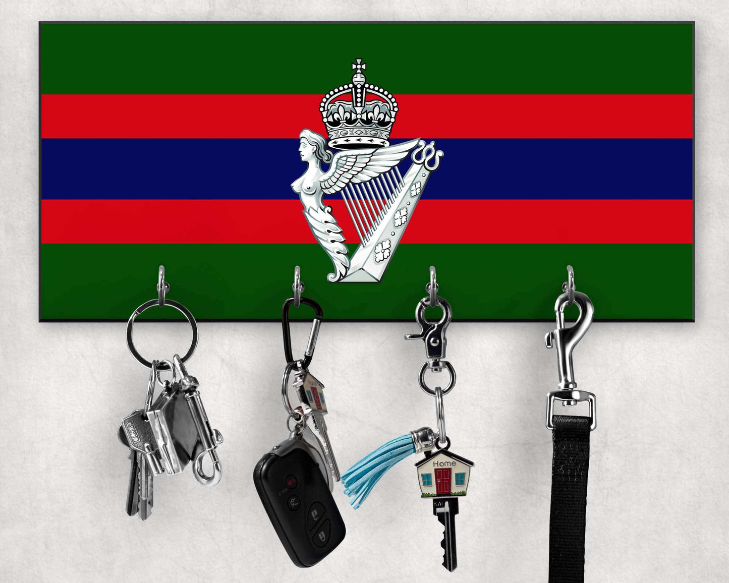 Royal Irish Regiment - Wooden Key Holder/Hook (New King's Crown)