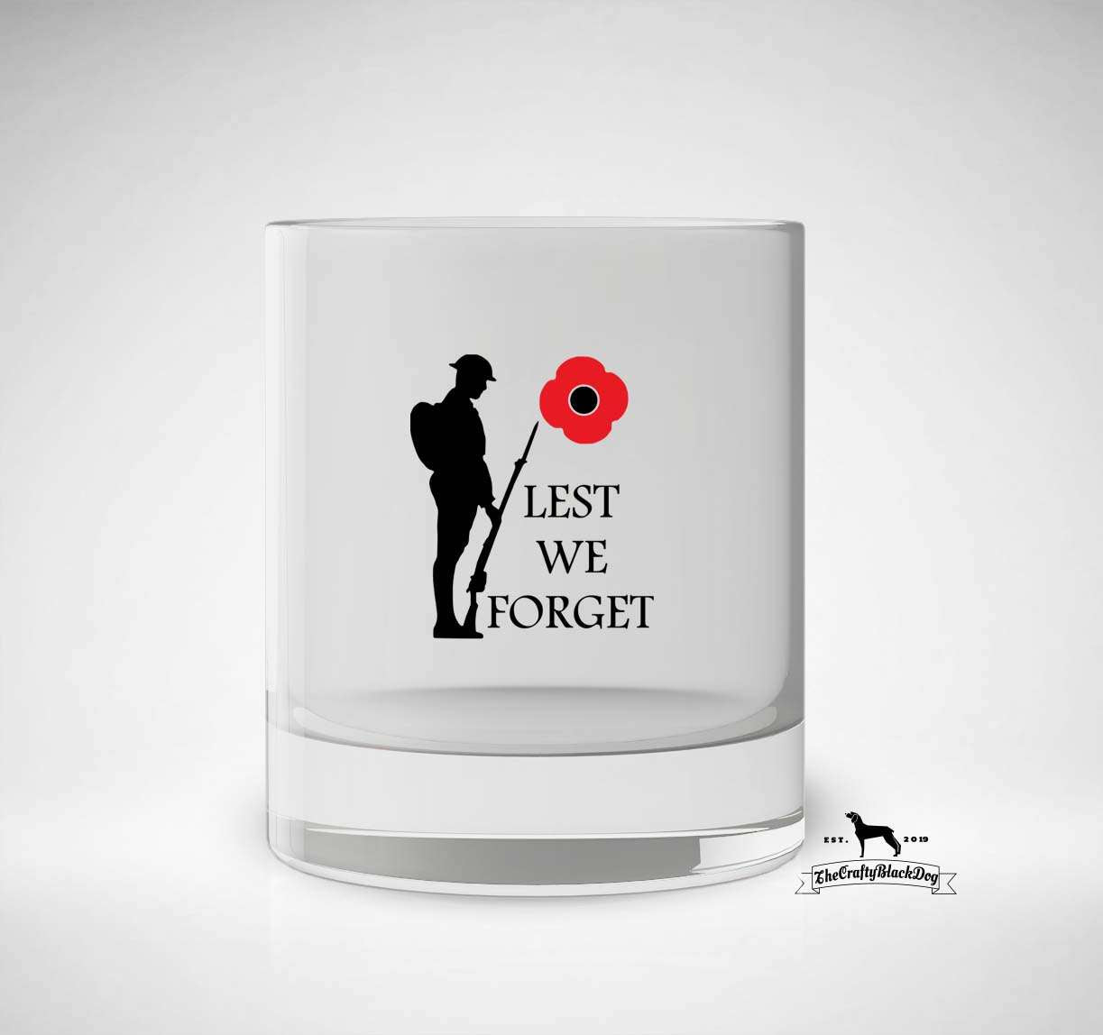 Lest We Forget - Soldier Paying Respects (Design 1) - Whiskey/Spirit Glass