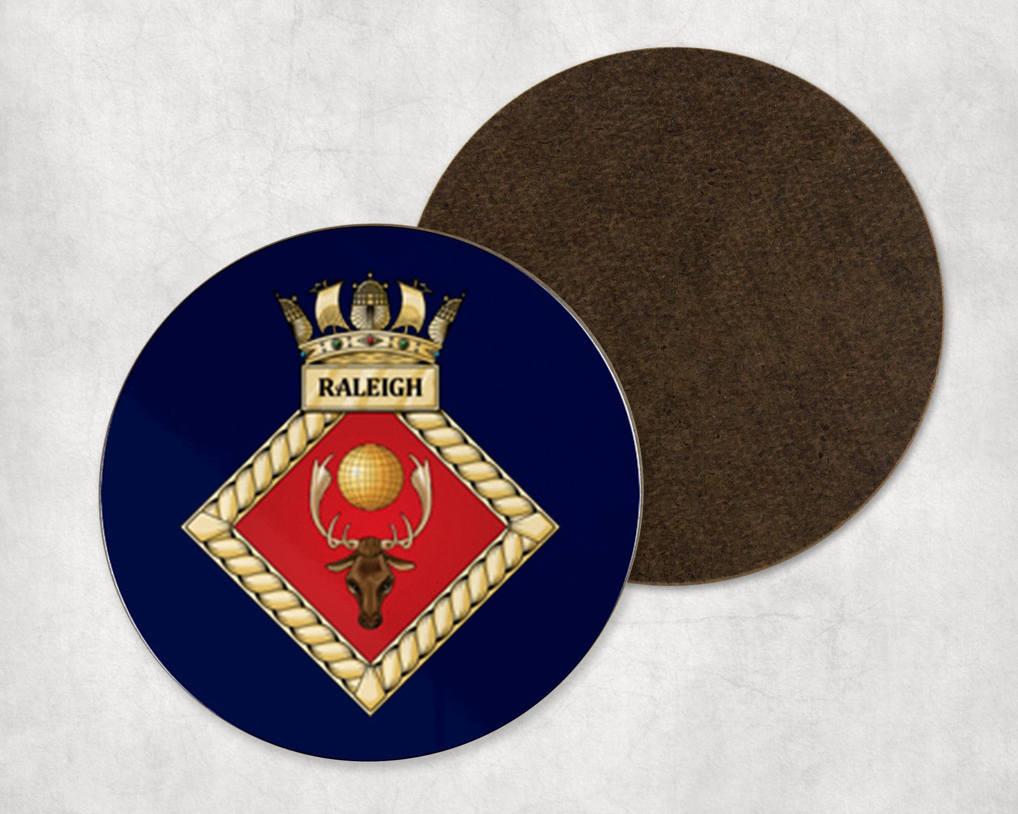 HMS Raleigh - Round Coaster Set – The Crafty Black Dog