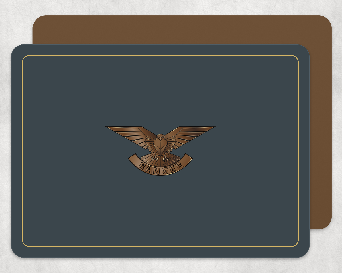 Ranger Regiment - Placemat â€” Ranger Coaster_3B464C_Gold_Border_Smart_Object copy