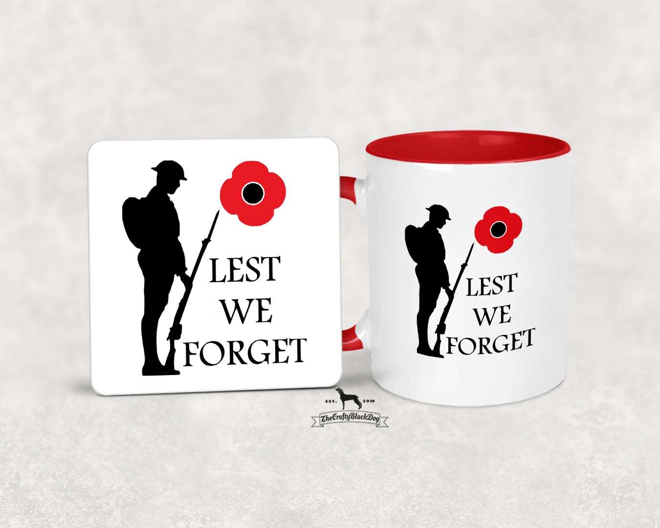 Lest We Forget - Soldier Paying Respects (Design 1) - MUG and COASTER SET