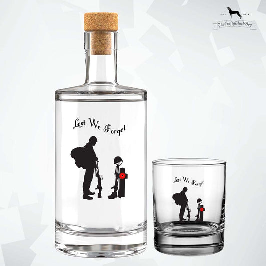 Lest We Forget - Soldier Paying Respects (Design 2) - Fill Your Own Spirit Bottle