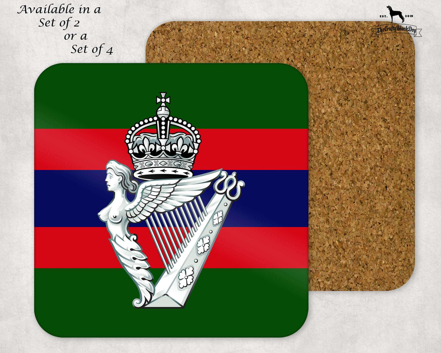 Royal Irish Regiment - COASTER SET (New King's Crown)