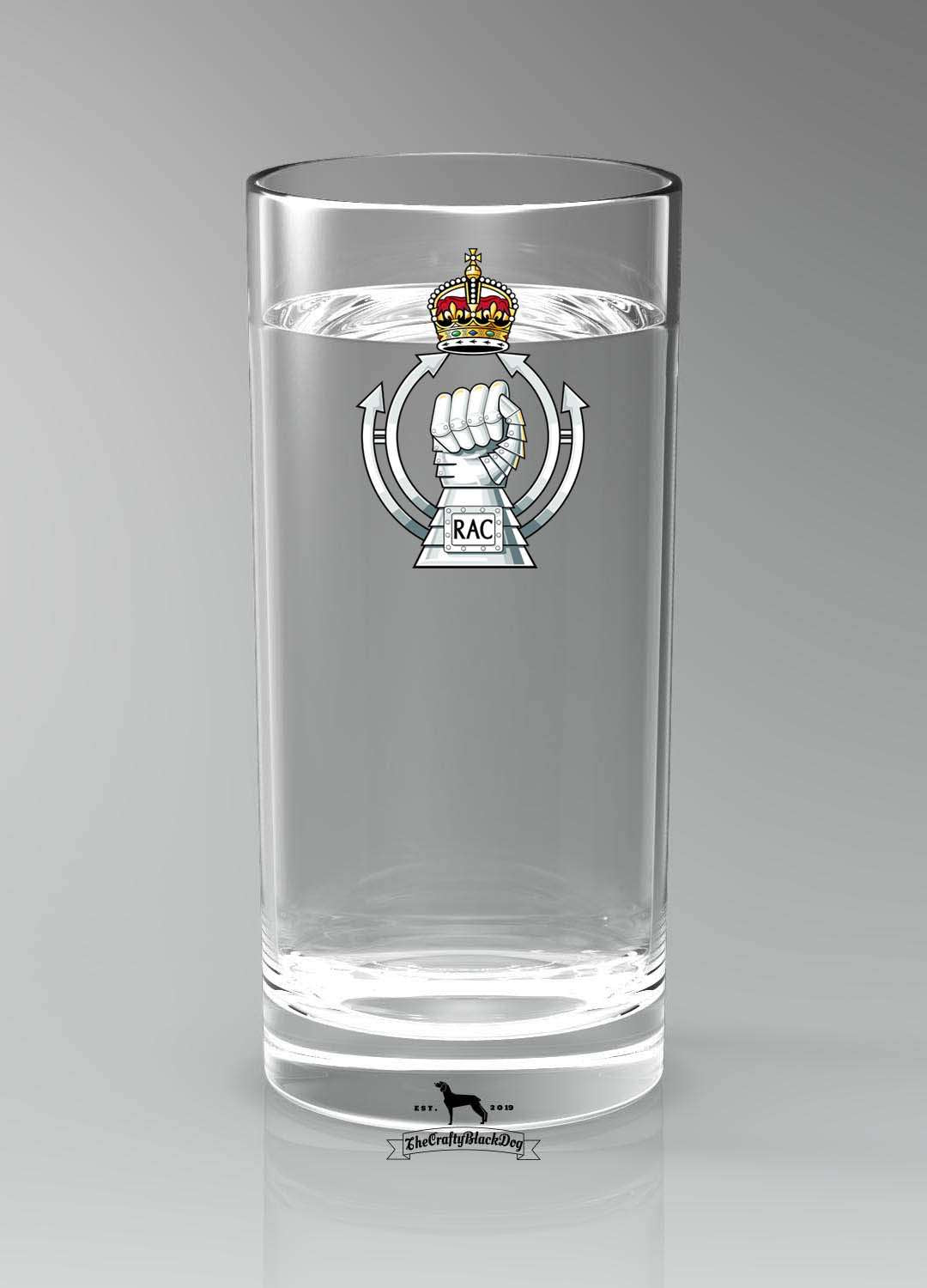Royal Armoured Corps - Straight Gin/Mixer/Water Glass (New King's Crown)