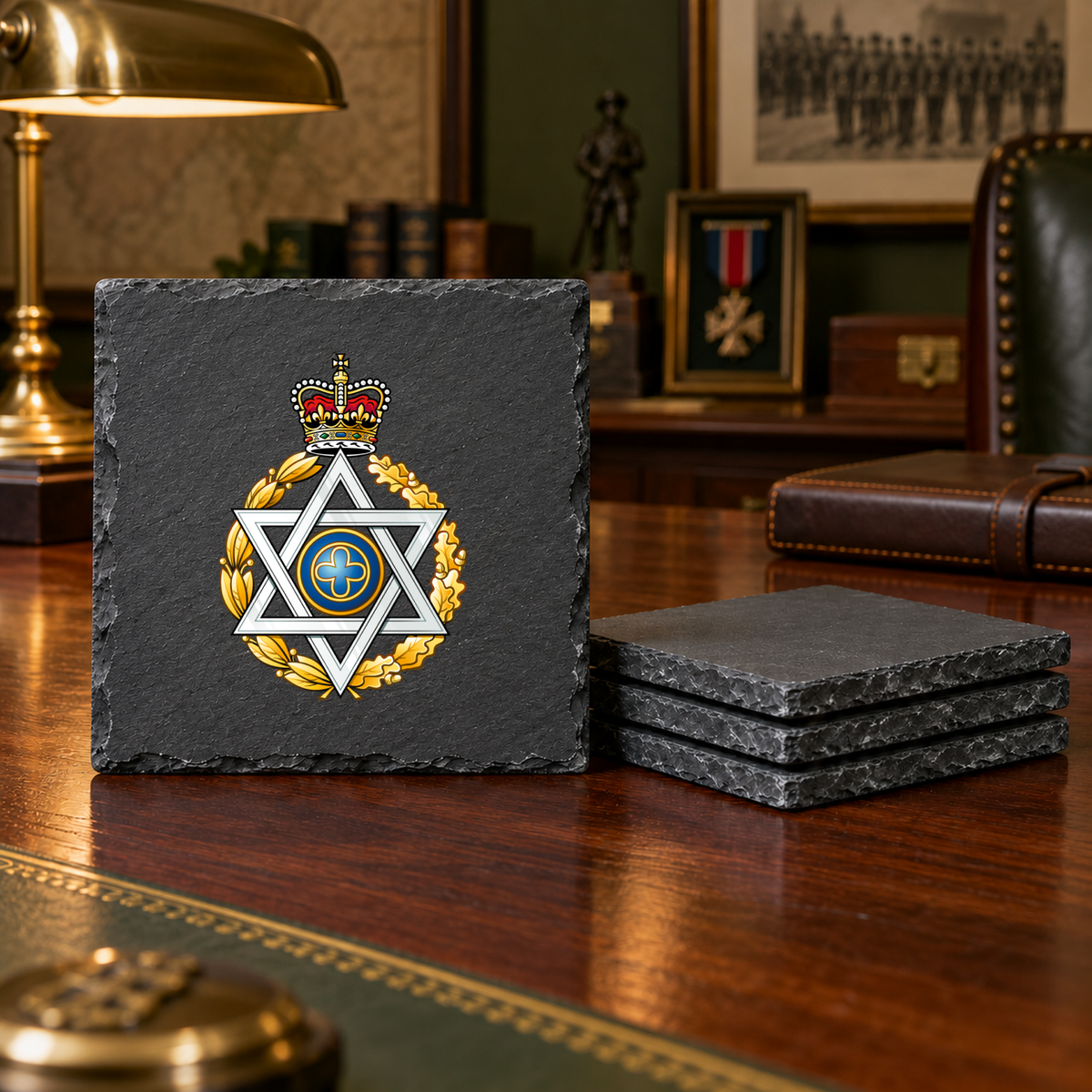 Royal Army Chaplains' Department - Jewish - Slate Coaster Set | The Crafty Black Dog
