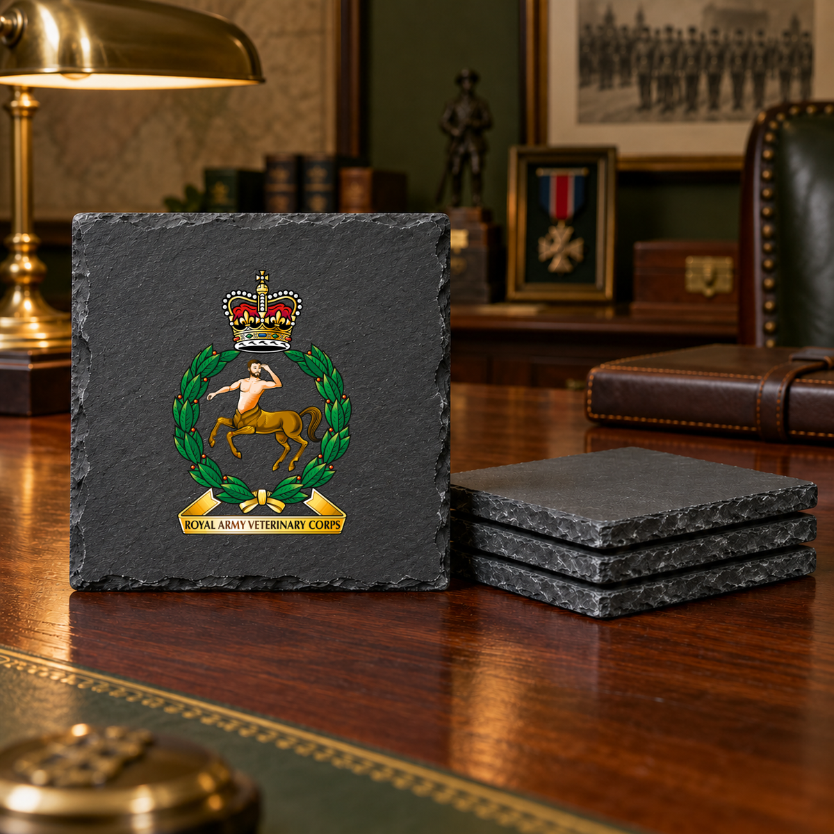 Royal Army Veterinary Corps - Slate Coaster Set | The Crafty Black Dog