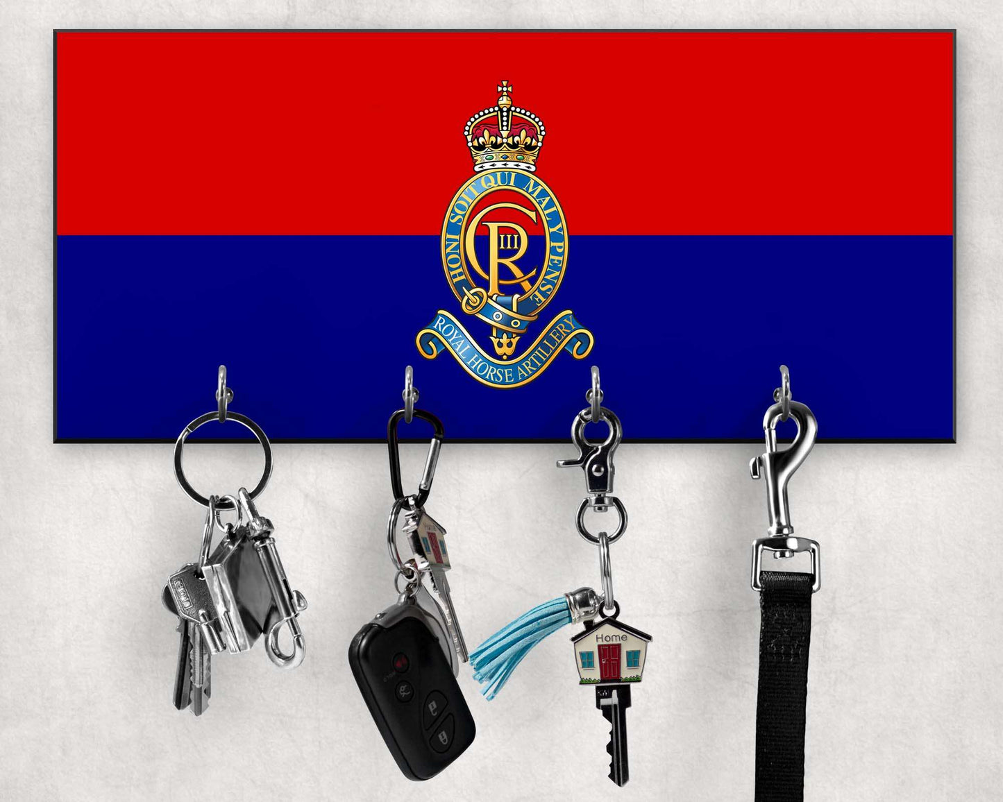 Royal Horse Artillery - Wooden Key Holder/Hook (New King's Crown)