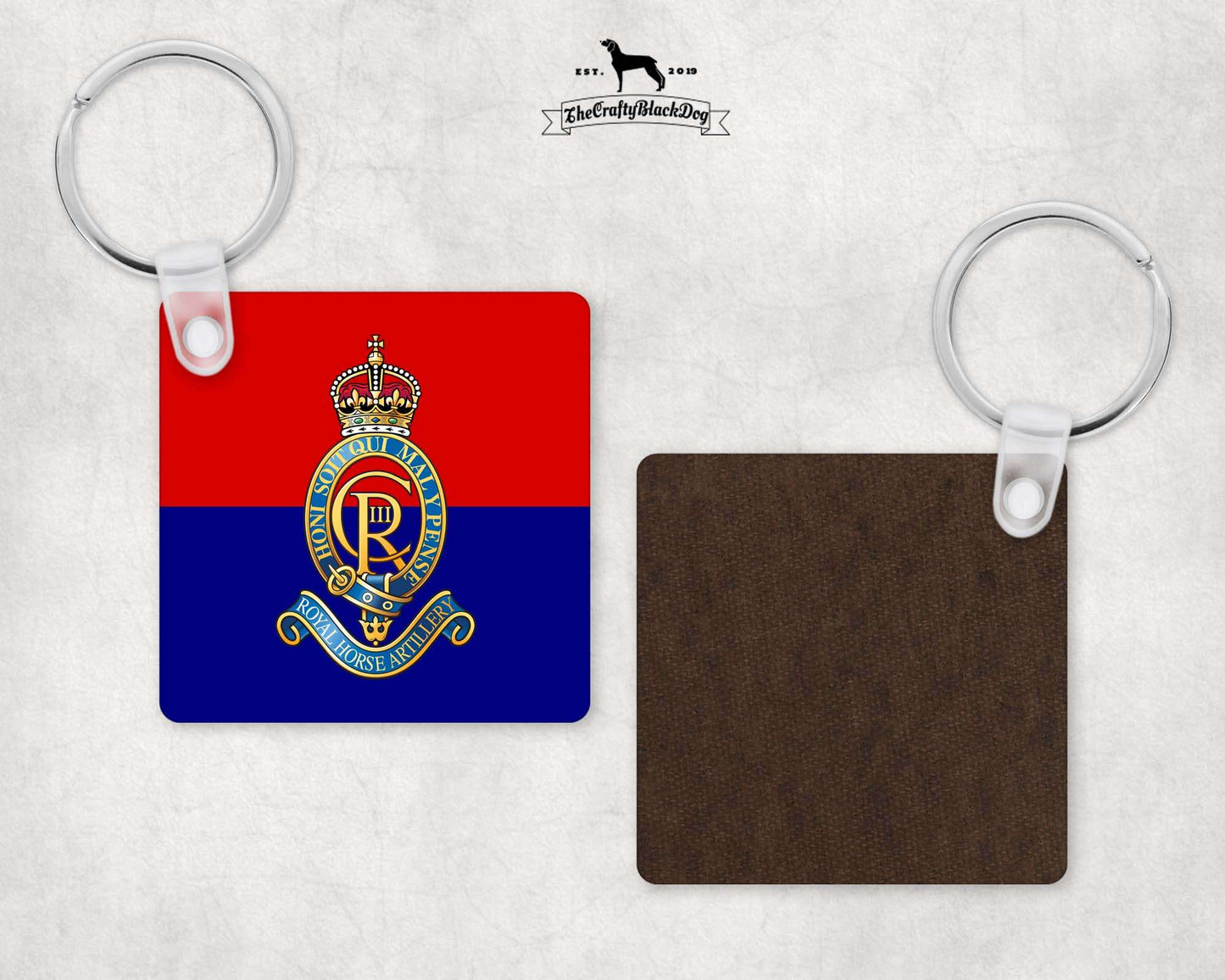 Royal Horse Artillery- Square Key Ring (King's New Crown)