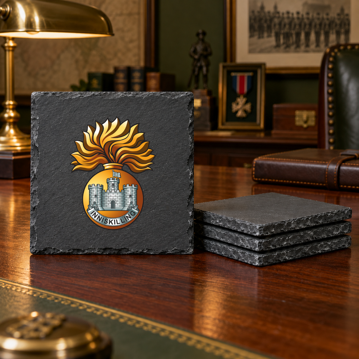 Royal Inniskilling Fusiliers - Slate Coaster Set | The Crafty Black Dog