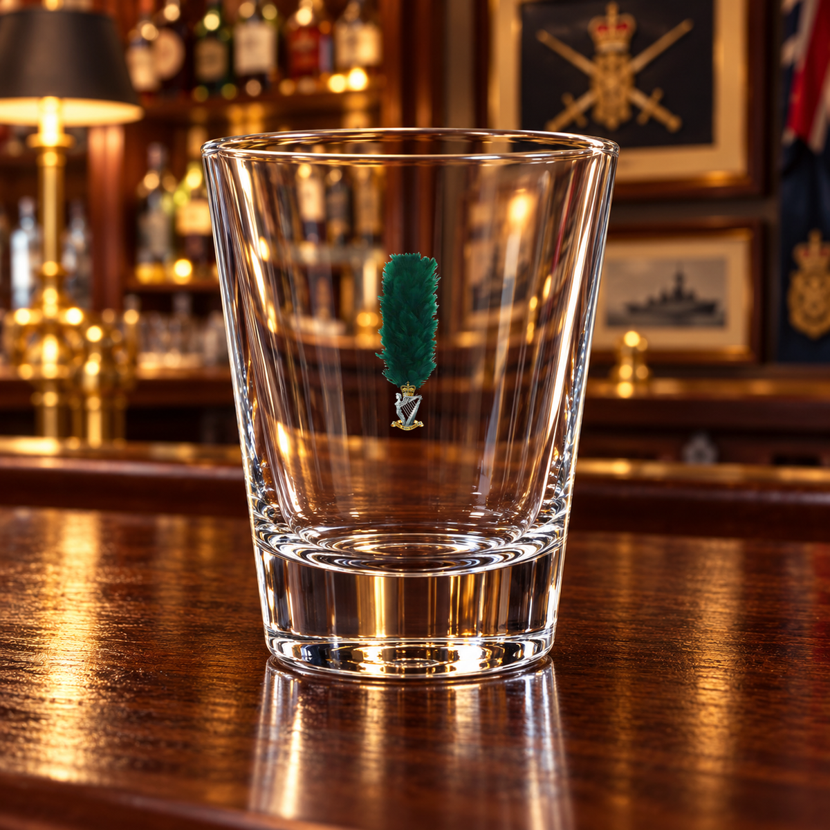 Royal Irish Rangers Hackle - Shot Glasses | The Crafty Black Dog — Frosted_Shot_Glass_Military_Bar_Smart_Object copy