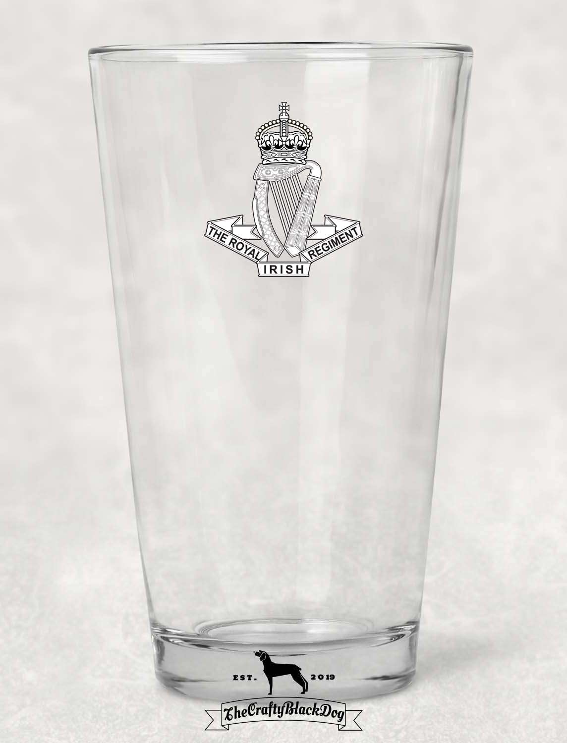 Royal Irish Regiment - Pint Glass (New King's Crown)