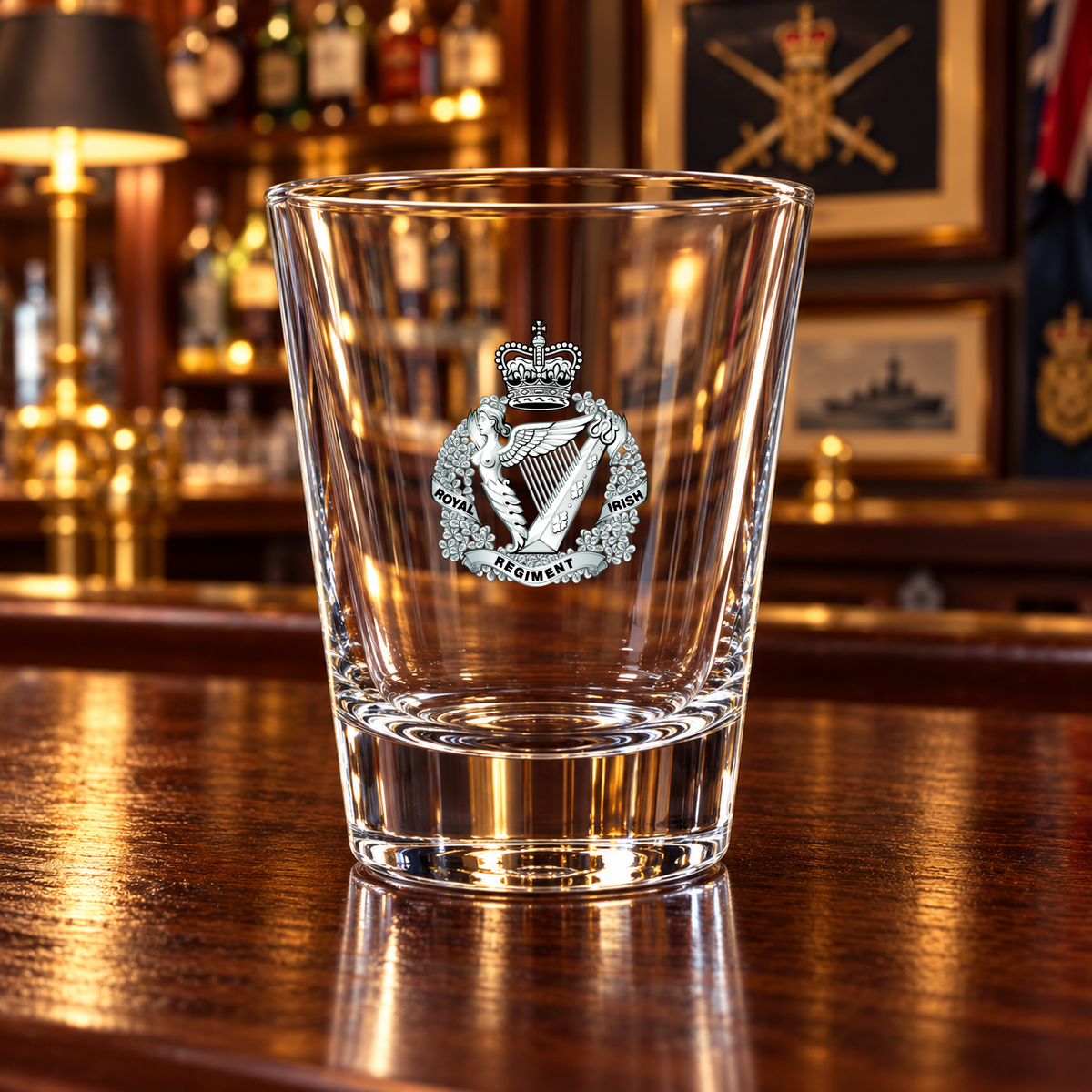Royal Irish Regiment - Shot Glasses | The Crafty Black Dog — Frosted_Shot_Glass_Military_Bar_Smart_Object copy