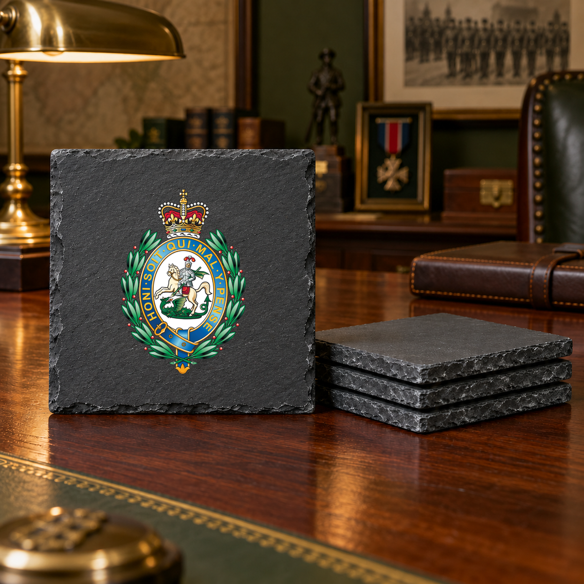 Royal Regiment of Fusiliers Crest - Slate Coaster Set | The Crafty Black Dog