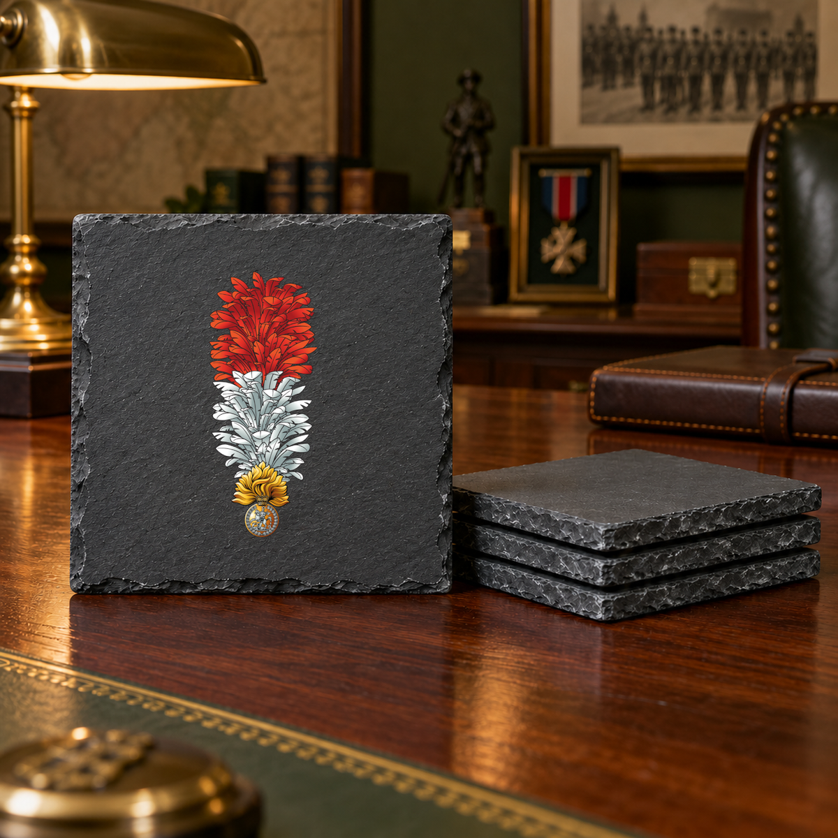 Royal Regiment of Fusiliers Hackle - Slate Coaster Set | The Crafty Black Dog