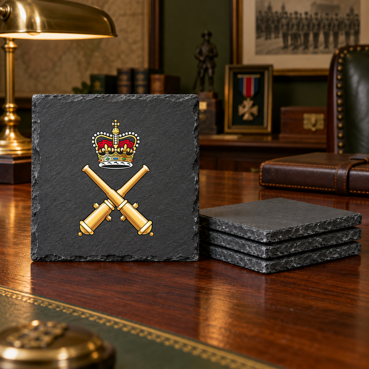 Royal School Artillery - Slate Coaster Set | The Crafty Black Dog