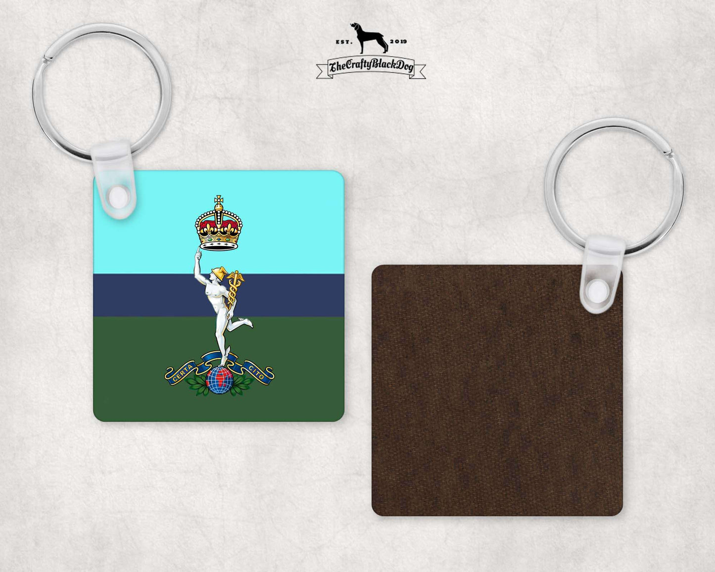 Royal Corps of Signals - Square Key Ring (King's New Crown)