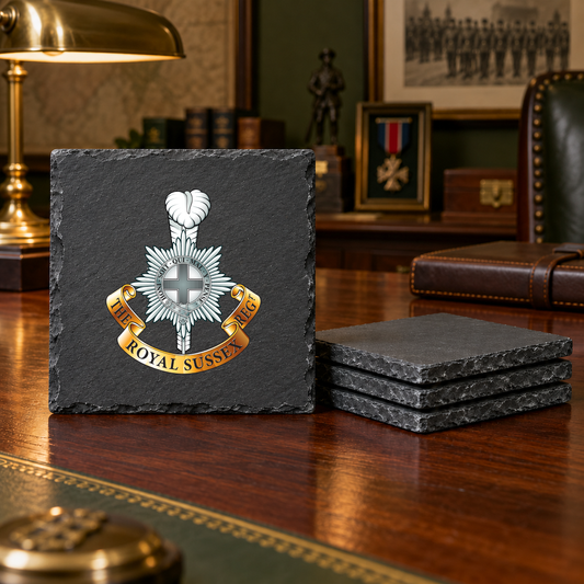 Royal Sussex Regiment - Slate Coaster Set | The Crafty Black Dog