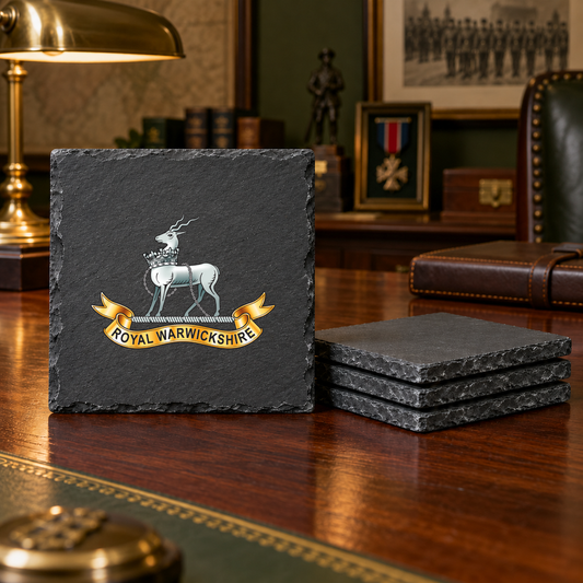 Royal Warwickshire Regiment - Slate Coaster Set | The Crafty Black Dog