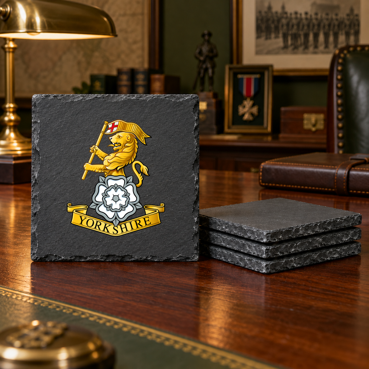 Royal Yorkshire Regiment - Slate Coaster Set | The Crafty Black Dog