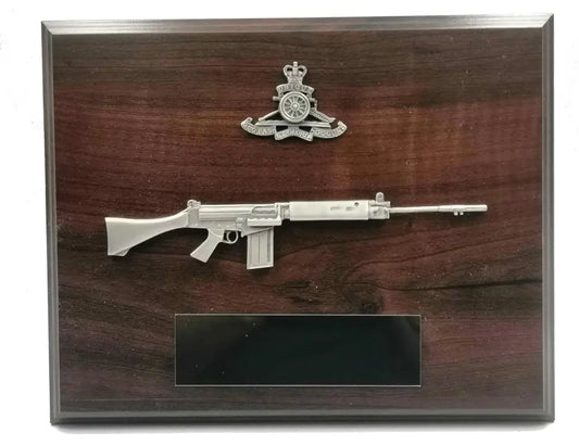 SLR and CAP BADGE Large Wooden Military Plaque