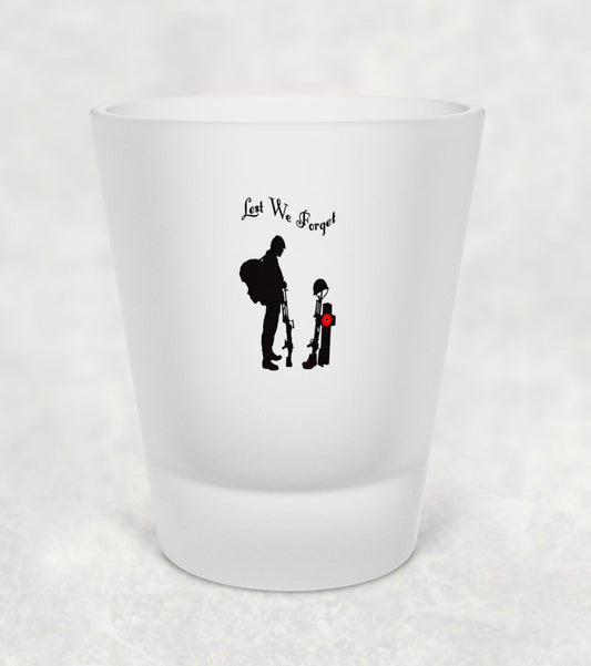 Lest We Forget - Soldier Paying Respects (Modern Day Soldier) - Shot Glass