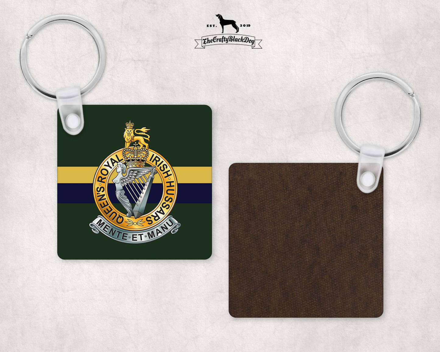 Queen's Royal Irish Hussars - Square Key Ring