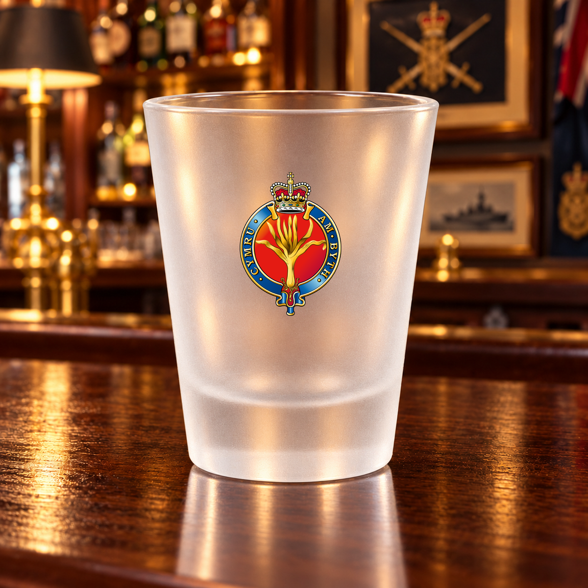 Welsh Guards Crest - Shot Glasses | The Crafty Black Dog — Clear_Shot_Glass_Military_Bar_Smart_Object copy