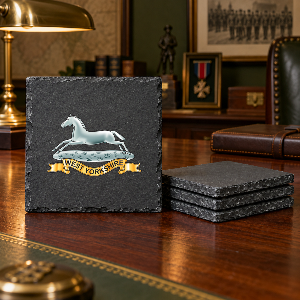 West Yorkshire Regiment (Prince of Wales's Own) - Slate Coaster Set | The Crafty Black Dog