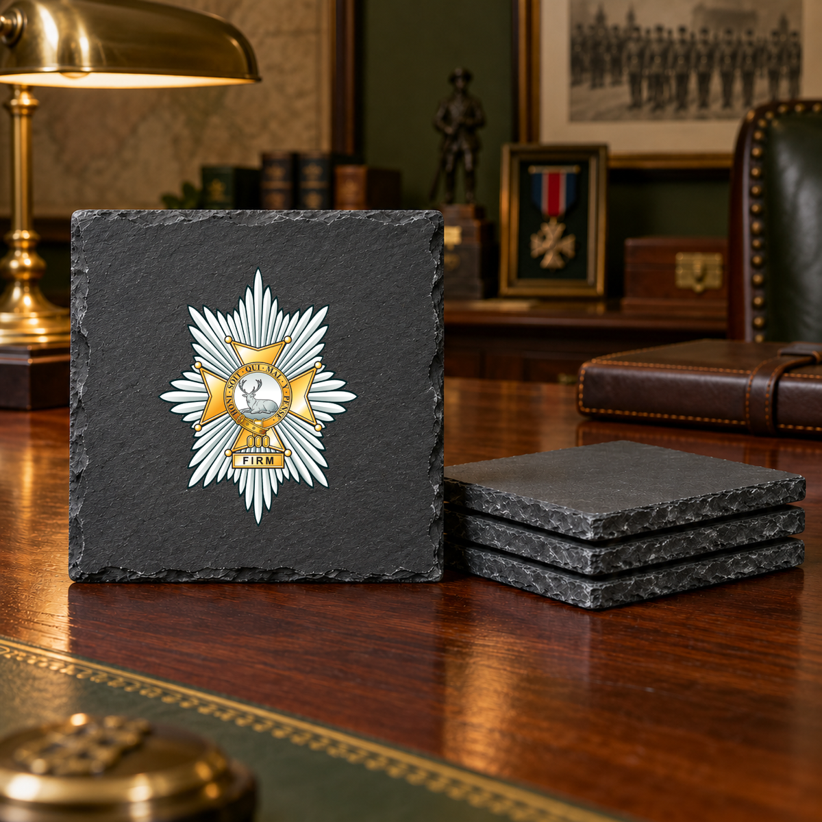 Worcesteshire and Sherwood Foresters - Slate Coaster Set | The Crafty Black Dog