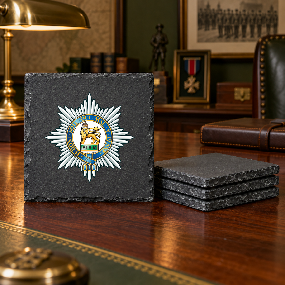 Worcesteshire Regiment - Slate Coaster Set | The Crafty Black Dog